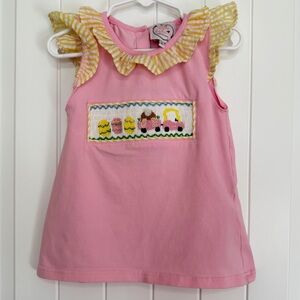 Little Birdie Co Smocked Easter Top Toddler Girl 2T Shirt Pink Yellow Ruffles